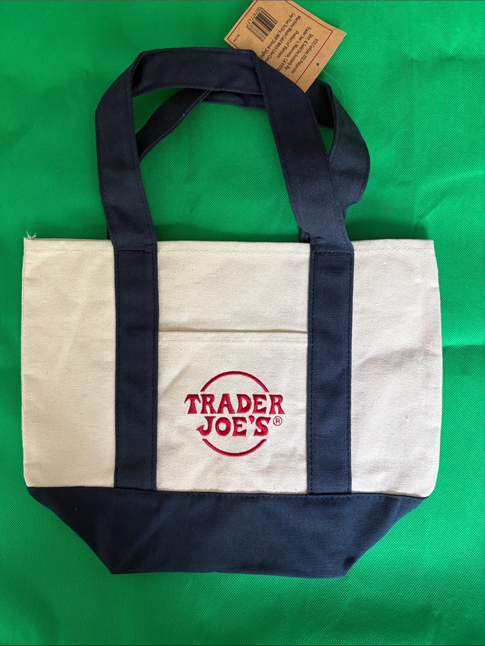 Trader Joe's Natural Canvas Tote with Navy Trim